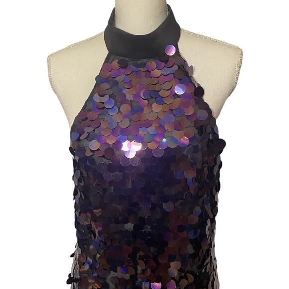 Bronx And Banco Chantal Noir Gown Dress In Black Multi Women's 8 Sequin - Picture 5 of 9